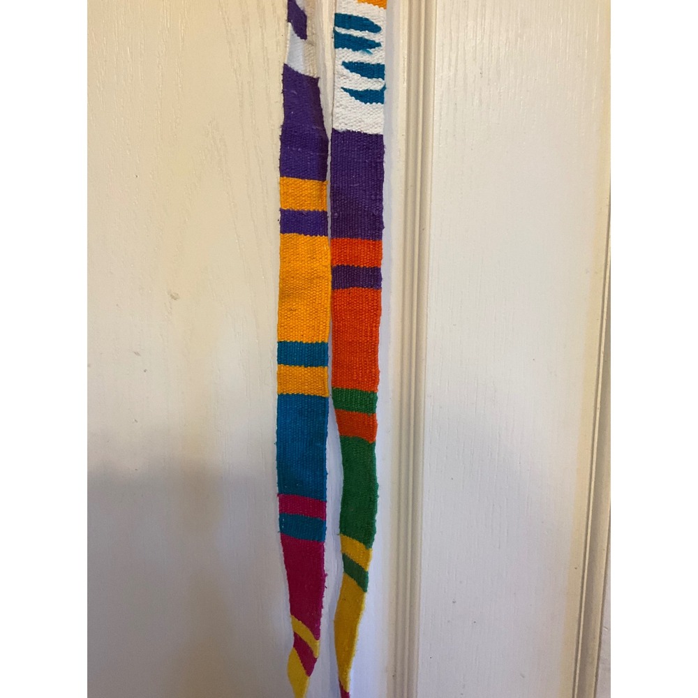 Vintage Handwoven Multi-Color Striped Boho Sash Friendship Belt 72x1 Inch - Picture 3 of 5